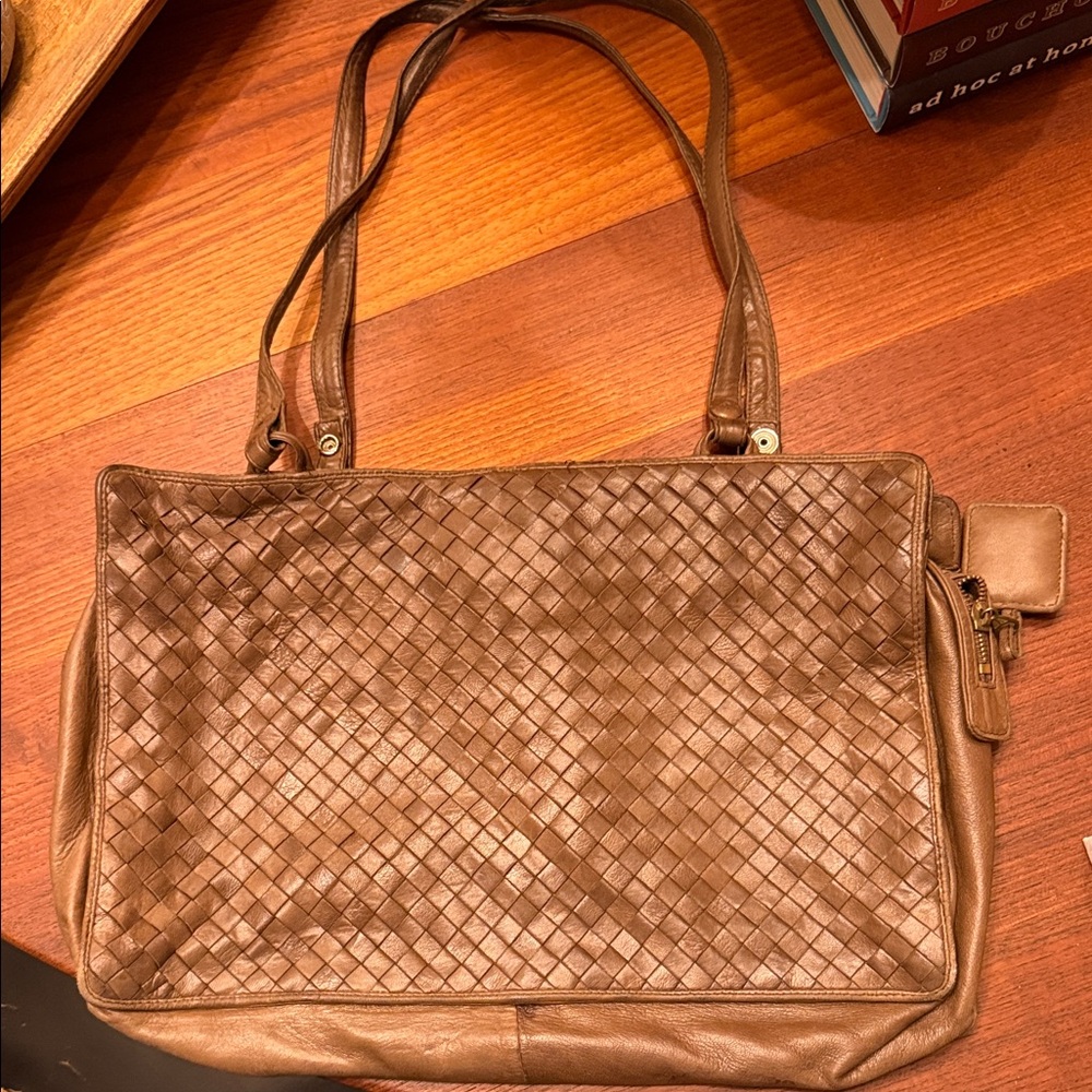 Vintage Bottega Veneta Brown Woven Leather Shoulder Bag